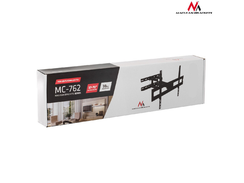 Zdjęcie produktu: Uchwyt do telewizora lub monitora Maclean, uniwersalny, max. VESA 600x400, 37-70", do 30kg, czarny, (MC-762)