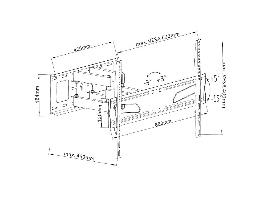 Uchwyt do telewizora Maclean, max. VESA 600x400, 37-70", do 45kg, uniwersalny, czarny, (MC-723B)