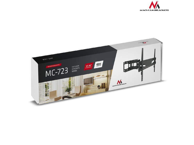 Zdjęcie produktu: Uchwyt do telewizora Maclean, max. VESA 600x400, 37-70", do 45kg, uniwersalny, czarny, (MC-723B)