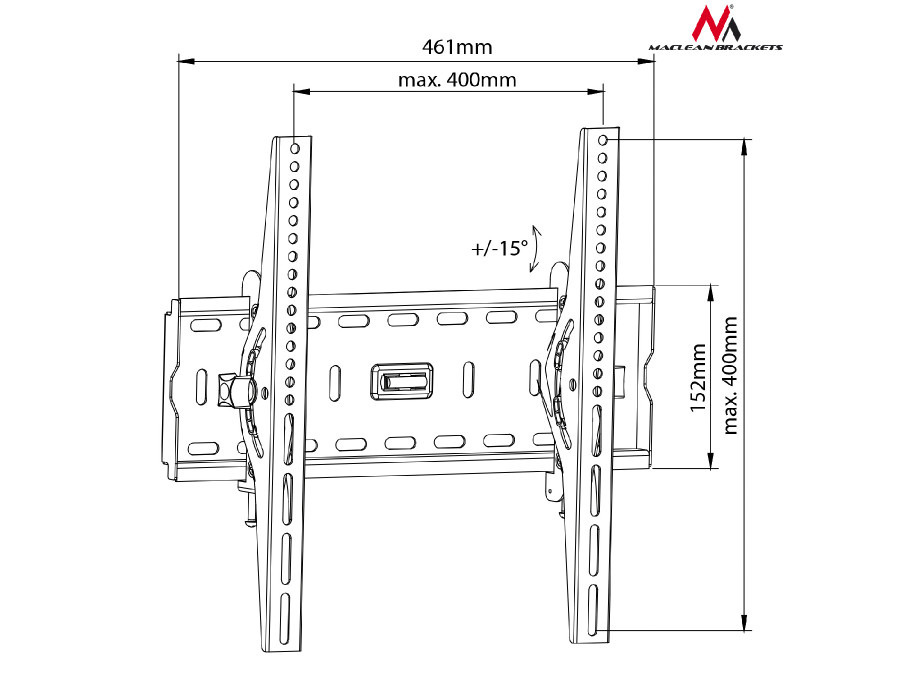 Uchwyt do telewizora Maclean, max. VESA 400x400, 26-55", do 45kg, czarny (MC-778)