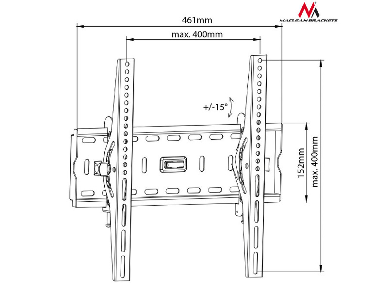Zdjęcie produktu: Uchwyt do telewizora Maclean, max. VESA 400x400, 26-55", do 45kg, czarny (MC-778)