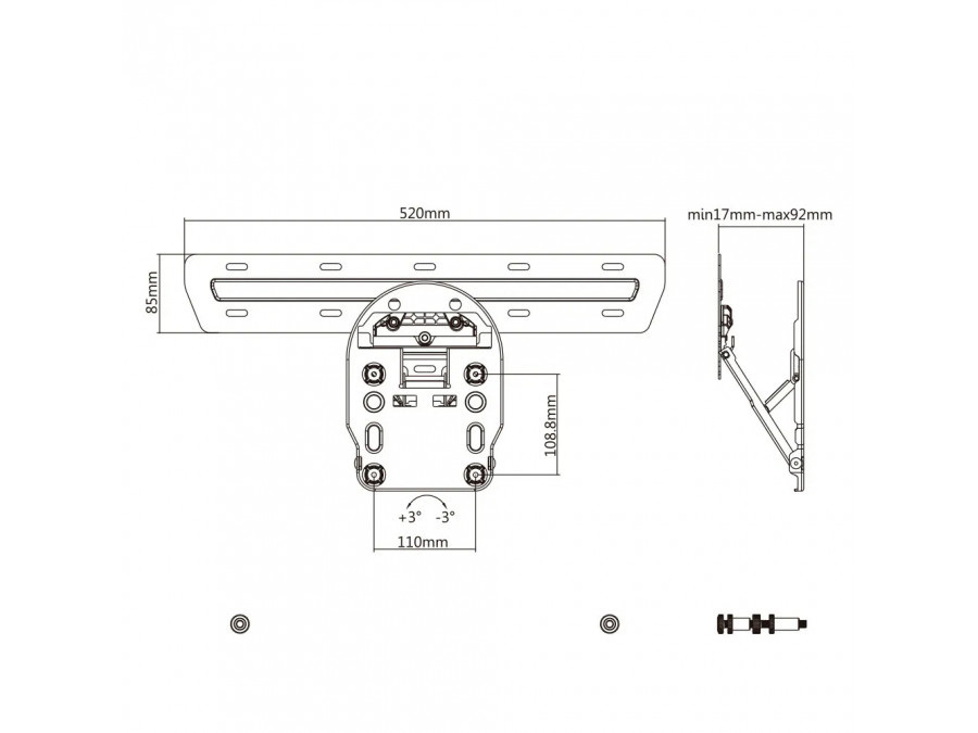 Uchwyt do telewizora Maclean, max. VESA 110x108, 49"-65", do 50kg, kompatybilny z telewizorami Samsung QLED Q7/Q8/Q9 (MC-806)