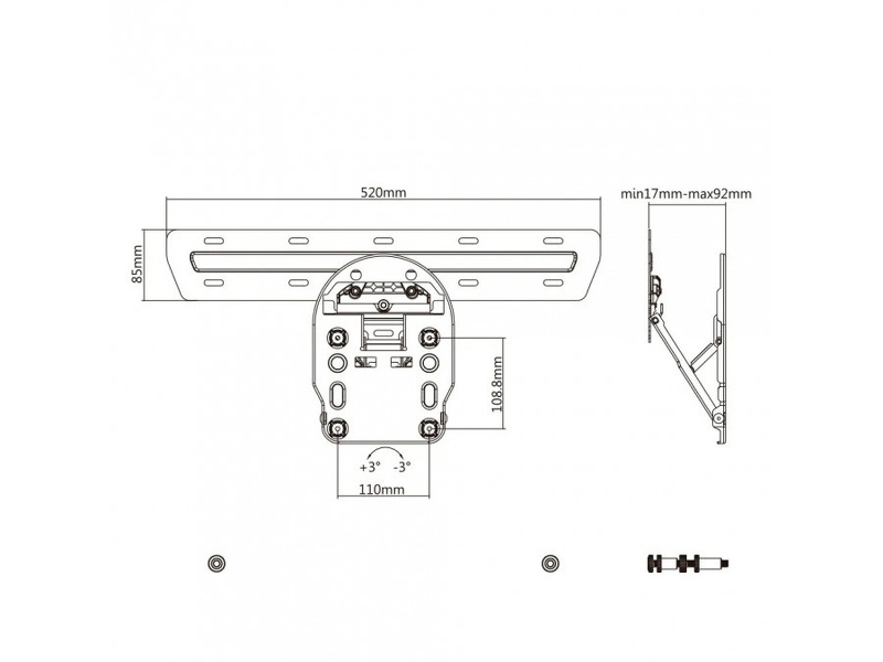 Zdjęcie produktu: Uchwyt do telewizora Maclean, max. VESA 110x108, 49"-65", do 50kg, kompatybilny z telewizorami Samsung QLED Q7/Q8/Q9 (MC-806)