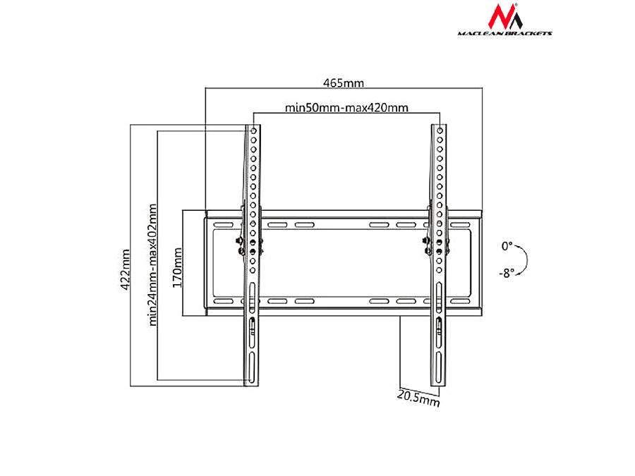 Uchwyt do telewizora Maclean, max. VESA 400x400, 32-55", do 35kg, czrany (MC-774)