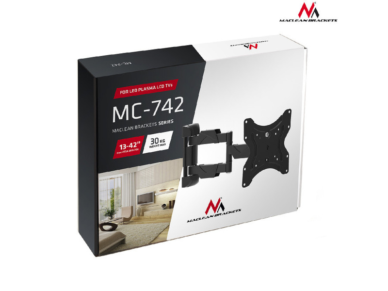 Zdjęcie produktu: Uchwyt do telewizora lub monitora Maclean, max. VESA 200x200, 13-42", do 30kg, czarny, (MC-742) Zdjęcie produktu: Uchwyt do telewizora lub monitora Maclean, max. VESA 200x200, 13-42", do 30kg, czarny, (MC-742)