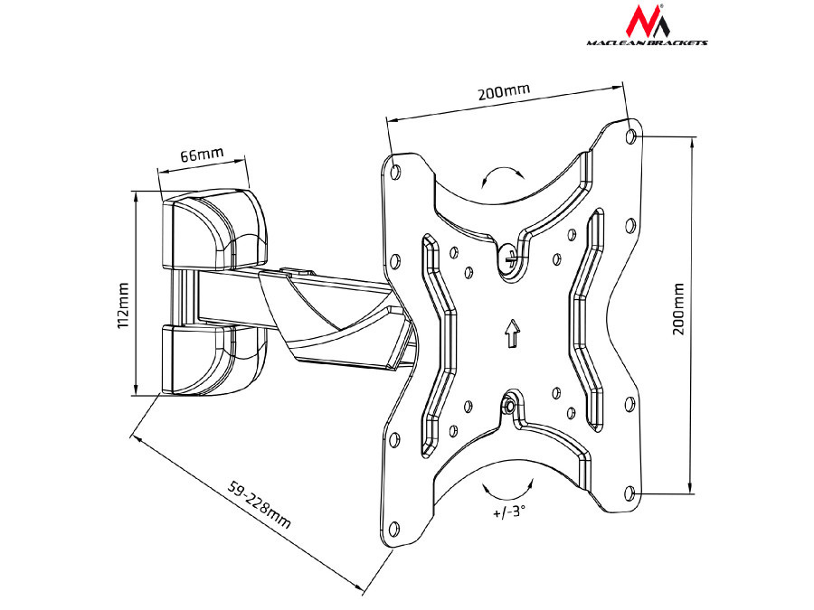 Uchwyt do telewizora lub monitora Maclean, max. VESA 200x200, 13-42", do 25kg, czarny, (MC-741)