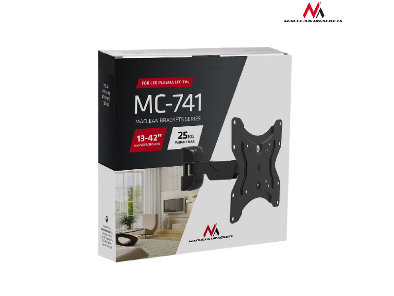Zdjęcie produktu: Uchwyt do telewizora lub monitora Maclean, max. VESA 200x200, 13-42", do 25kg, czarny, (MC-741)