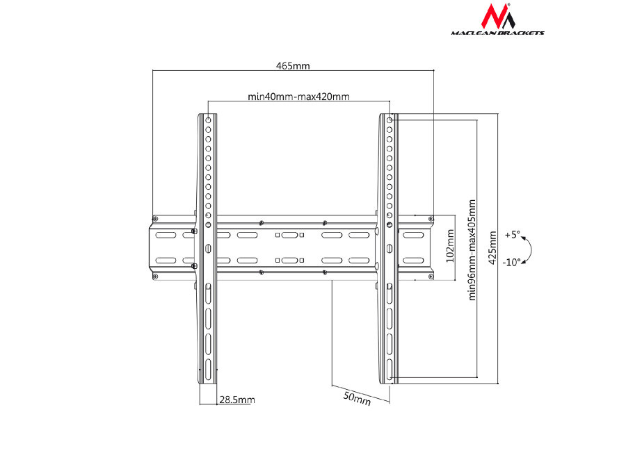 Uchwyt do telewizora lub monitora Maclean, max. VESA 400x400, 32-55", do 35kg, czarny, (MC-748) Uchwyt do telewizora lub monitora Maclean, max. VESA 400x400, 32-55", do 35kg, czarny, (MC-748)