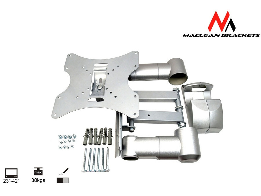 Uchwyt do telewizora lub monitora Maclean, uniwersalny, max. VESA 200x200, 23-42", do 30 kg, srebrny (MC-503A S)