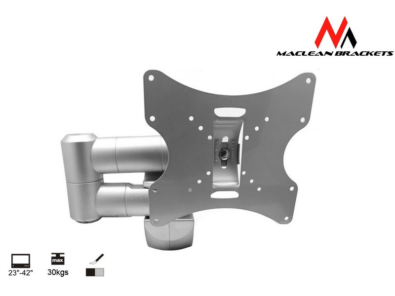 Zdjęcie produktu: Uchwyt do telewizora lub monitora Maclean, uniwersalny, max. VESA 200x200, 23-42", do 30 kg, srebrny (MC-503A S)