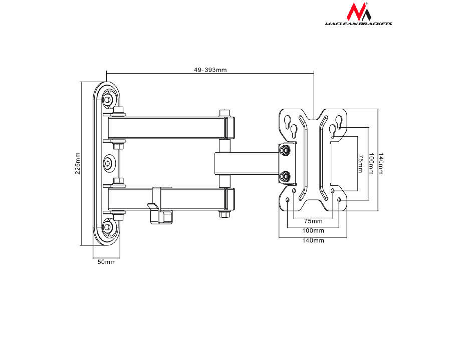 Uchwyt do telewizora Maclean, max. VESA 100x100, 13-23", do 30kg, czarny (MC-740) Uchwyt do telewizora Maclean, max. VESA 100x100, 13-23", do 30kg, czarny (MC-740)