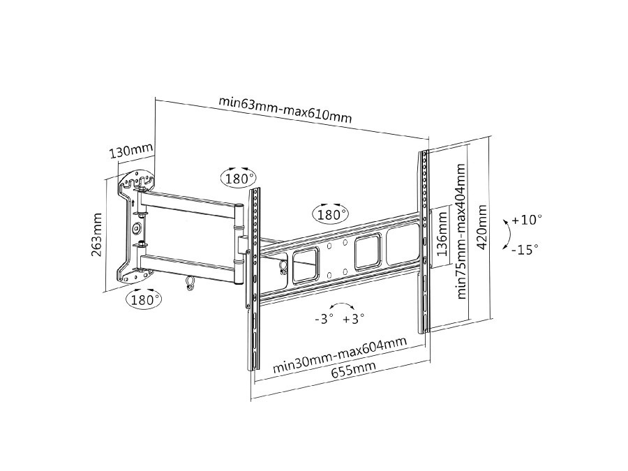 Uchwyt do telewizora Maclean, max. VESA 600x400, 37-70", do 35kg, (MC-798)