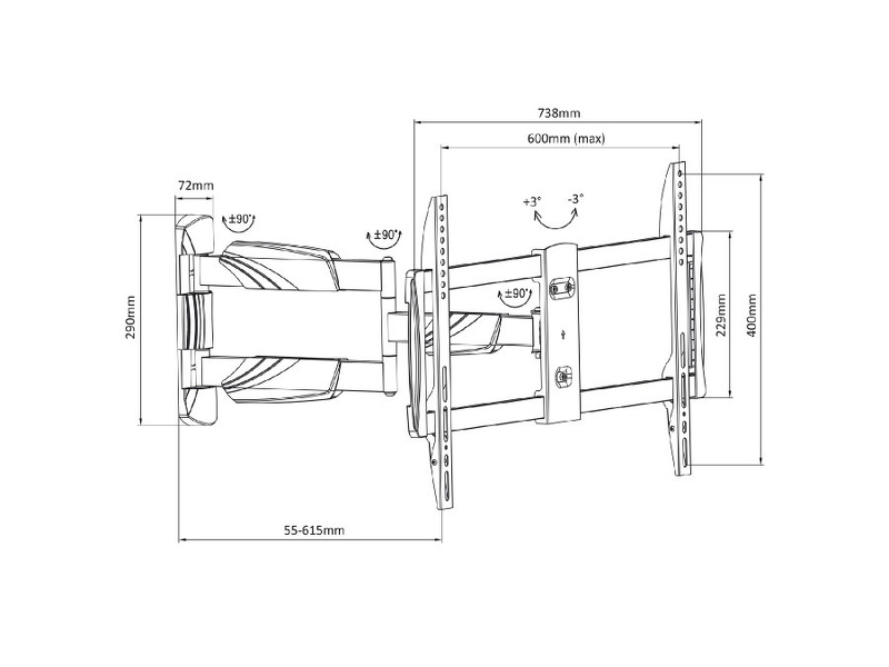 Zdjęcie produktu: Uchwyt do telewizora Maclean, max. VESA 600x400, 23-70 ", do 35kg , czarny, (MC-833)