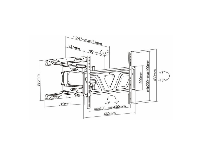 Zdjęcie produktu: Uchwyt do telewizora Maclean, max. VESA 600x400, płaski, odległość od ściany 41-475mm, 37-80", do 45kg, czarny, (MC-832) Zdjęcie produktu: Uchwyt do telewizora Maclean, max. VESA 600x400, płaski, odległość od ściany 41-475mm, 37-80", do 45kg, czarny, (MC-832)