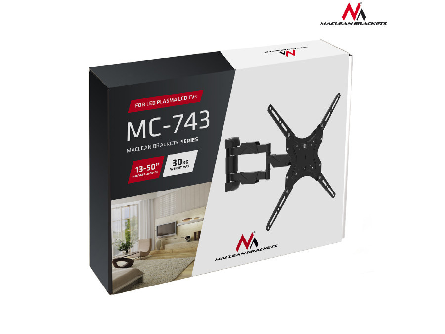 Uchwyt do telewizora lub monitora Maclean, max. VESA 400x400, 13-50", do 30kg, (MC-743)