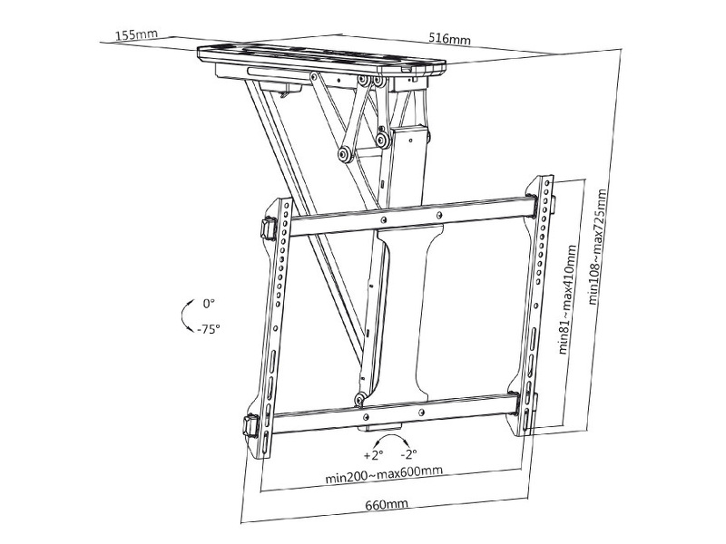 Zdjęcie produktu: Uchwyt do telewizora Maclean, max. VESA 600x411, do pochyłych ścian, pilot, 32"-70", do 35kg, elektryczny sufitowy (MC-880)