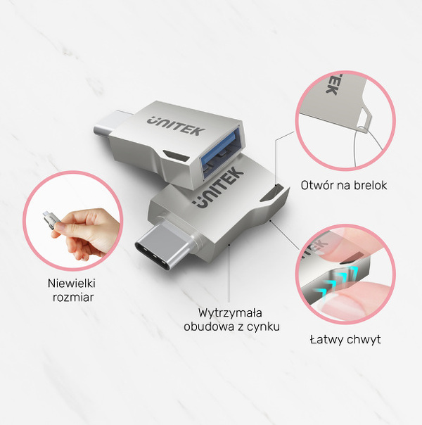 Zdjęcie produktu: Unitek adapter OTG USB-A na USB TYP-C 3.1 Gen1 (A1025GNI)