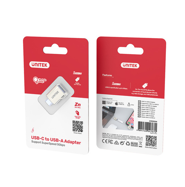 Zdjęcie produktu: Unitek adapter OTG USB-A na USB TYP-C 3.1 Gen1 (A1025GNI)
