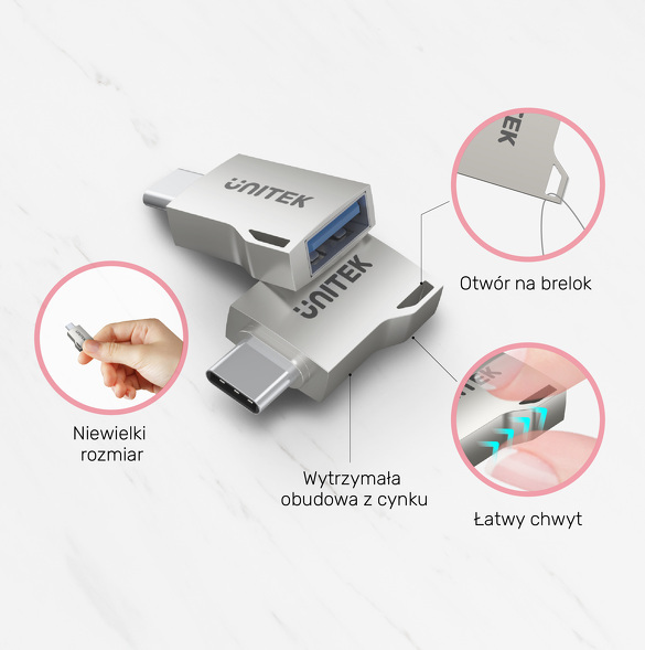 Unitek adapter OTG USB-A na USB TYP-C 3.1 Gen1 (A1025GNI)
