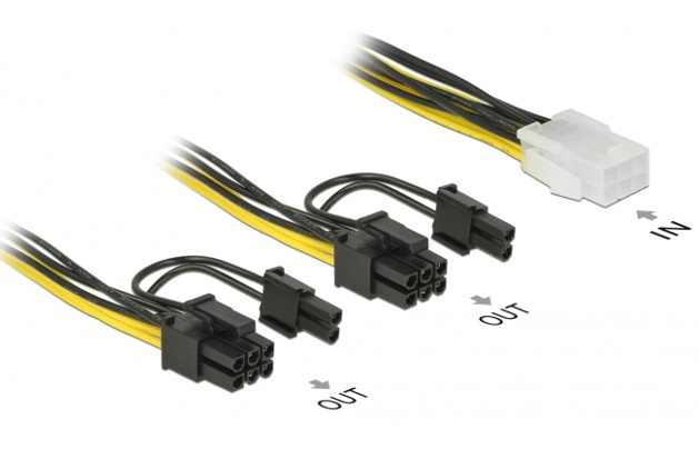 Delock 85452, rozdzielacz zasilania PCI EXPRESS 6 PIN(F)->2X PCI EXPRESS 8 PIN(M) 15CM