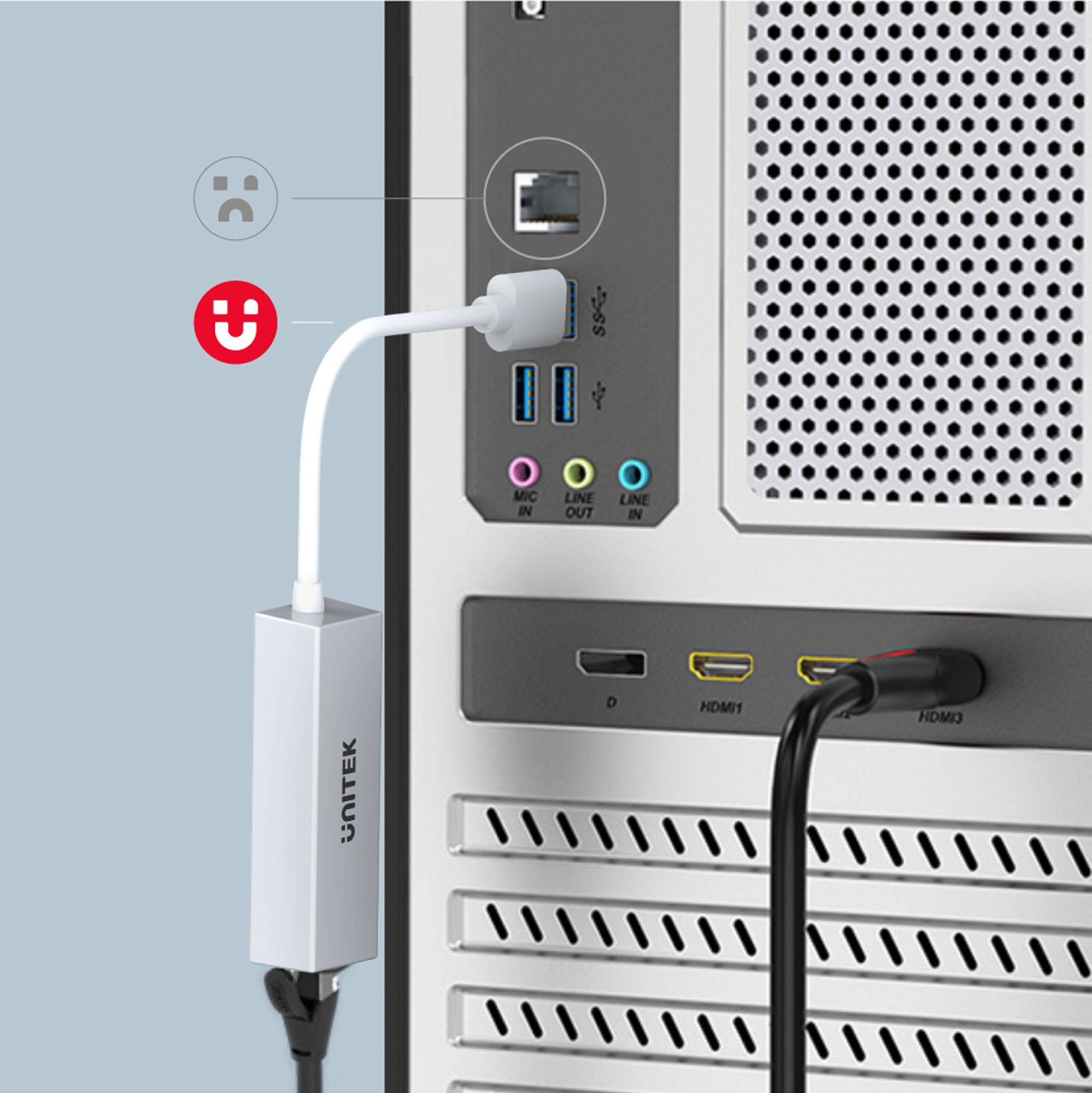 Unitek Adapter USB-A to Ethernet 10/100Mbps - biały (U1325AWH) Unitek Adapter USB-A to Ethernet 10/100Mbps - biały (U1325AWH)