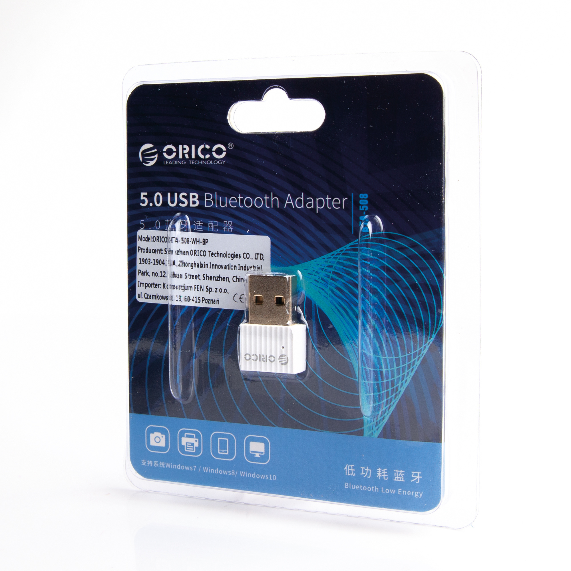 ORICO Adapter Bluetooth 5.0 USB-A - biały (BTA-508-WH-BP) ORICO Adapter Bluetooth 5.0 USB-A - biały (BTA-508-WH-BP)