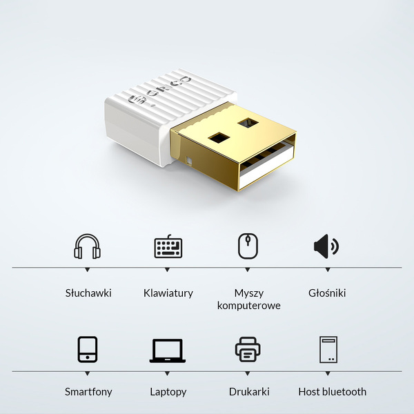 Zdjęcie produktu: ORICO Adapter Bluetooth 5.0 USB-A - biały (BTA-508-WH-BP) Zdjęcie produktu: ORICO Adapter Bluetooth 5.0 USB-A - biały (BTA-508-WH-BP)
