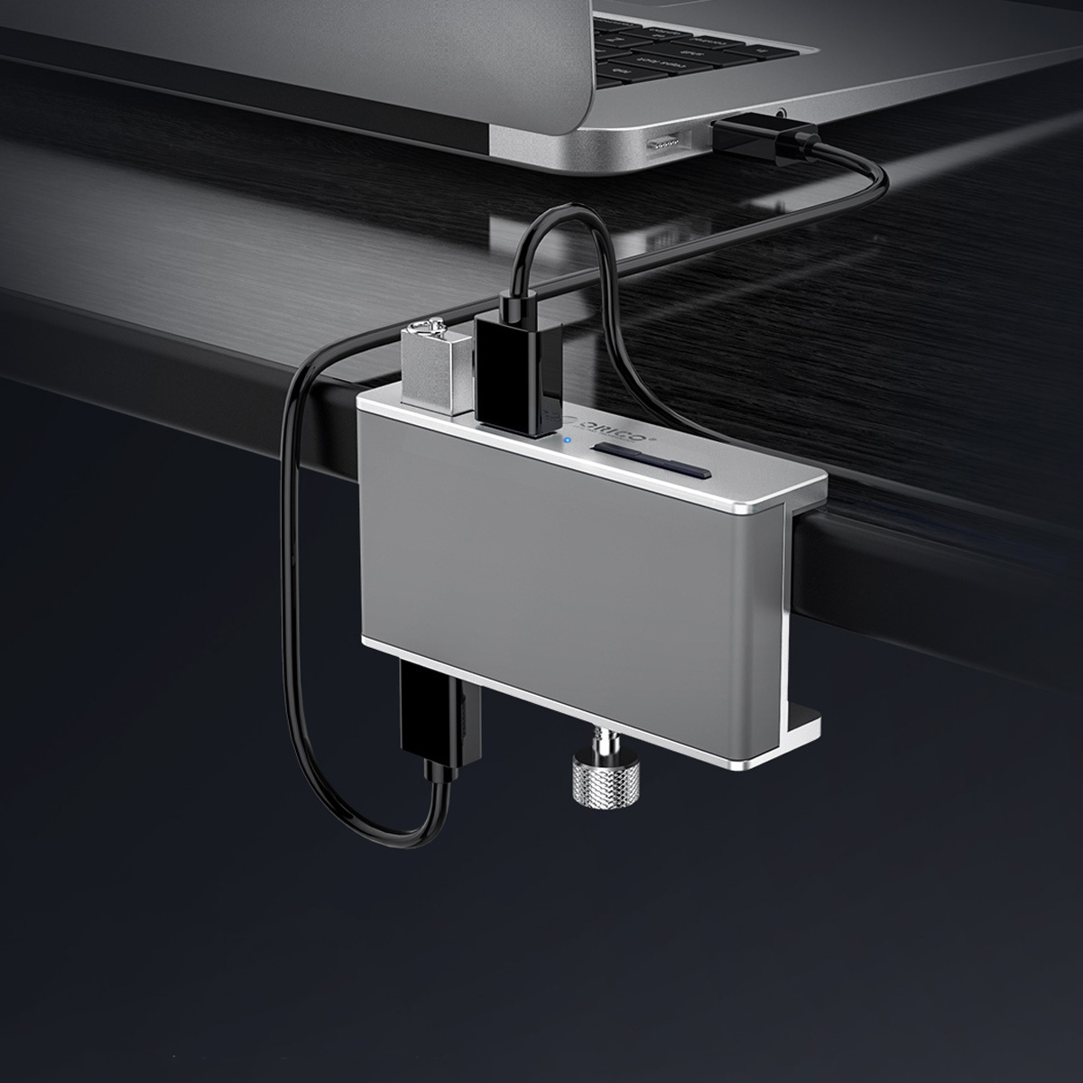 Hub 2x USB 3.1 ORICO + czytnik kart SD biurkowy (MH2AC-U3-SV-BP)