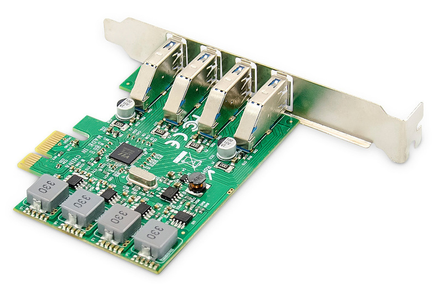 Zdjęcie produktu: Karta rozszerzeń (Kontroler) Digitus USB 3.0 PCI Express 4xUSB 3.0 Low Profile Chipset: VL805