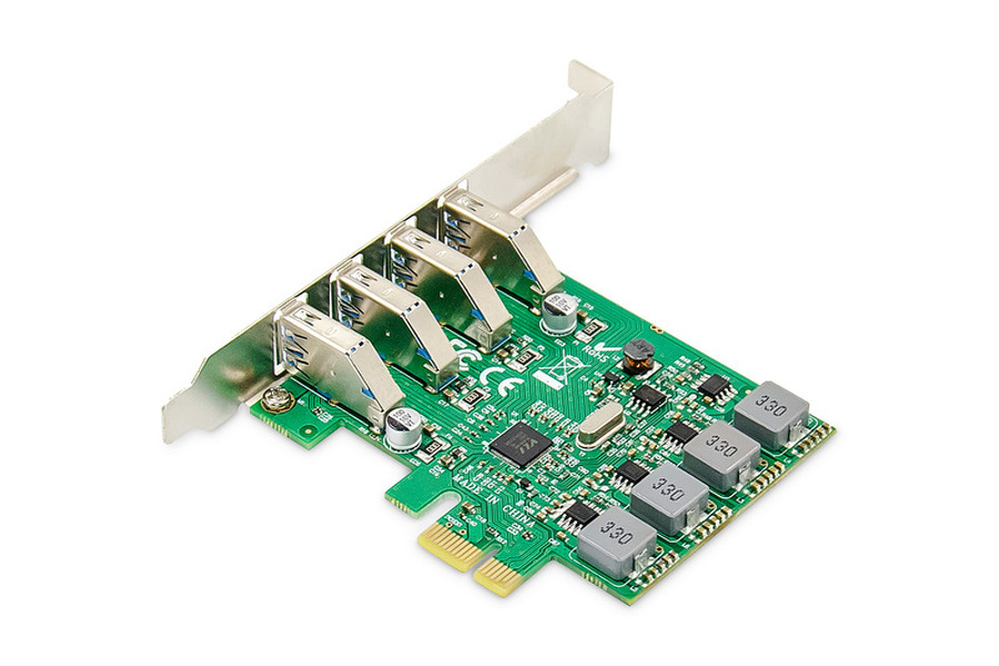 Zdjęcie produktu: Karta rozszerzeń (Kontroler) Digitus USB 3.0 PCI Express 4xUSB 3.0 Low Profile Chipset: VL805