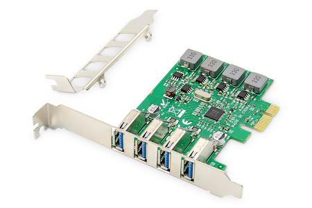 Miniatura produktu: Karta rozszerzeń (Kontroler) Digitus USB 3.0 PCI Express 4xUSB 3.0 Low Profile Chipset: VL805