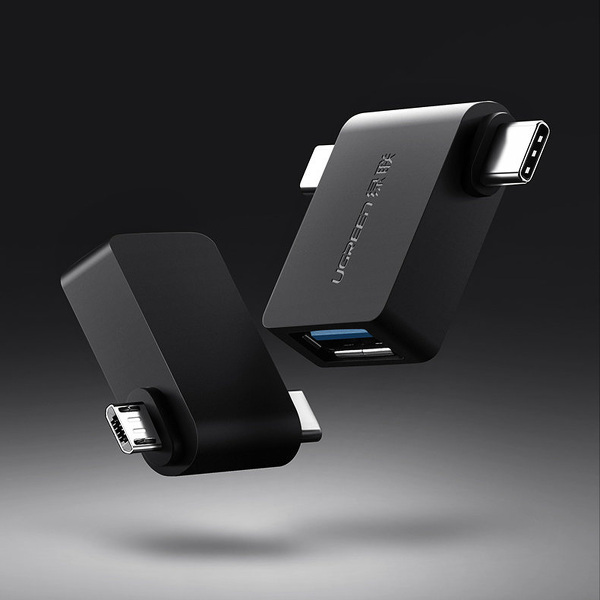 Zdjęcie produktu: Adapter OTG 2w1 UGREEN USB (A) 3.0 do USB TYP-C i micro-USB - czarny (30453)