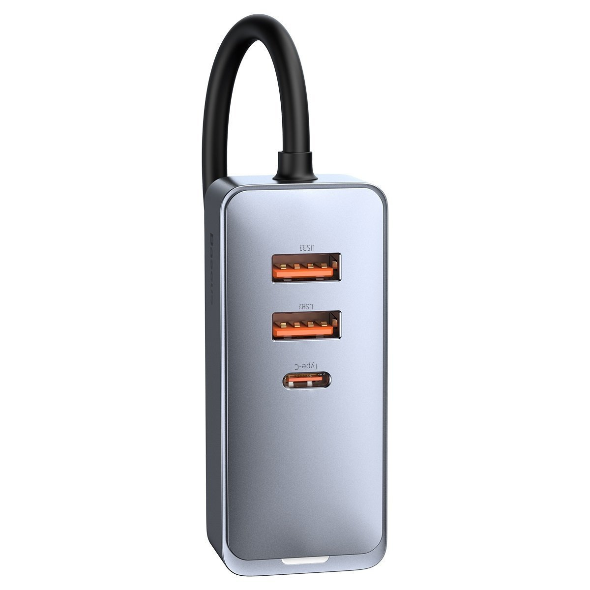 Ładowarka samochodowa Baseus Share Together z przedłużaczem, 3x USB, USB TYP-C, 120W - szara (CCBT-B0G)
