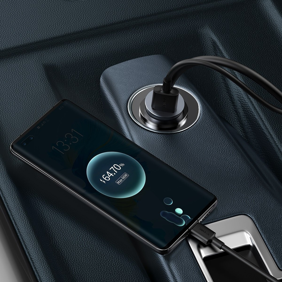 Ładowarka samochodowa Baseus Share Together z przedłużaczem, 3x USB, USB TYP-C, 120W - szara (CCBT-B0G)