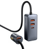 Ładowarka samochodowa Baseus Share Together z przedłużaczem, 3x USB, USB TYP-C, 120W - szara (CCBT-B0G)