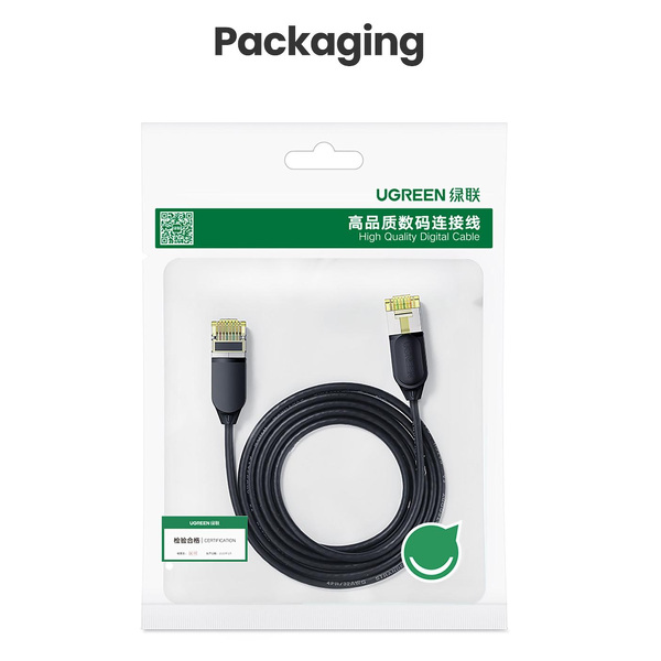 Zdjęcie produktu: Ugreen Patch Cable NW149 CAT.7 F/FTP 10 Gb/s 0,5m okrągły - czarny (80414)