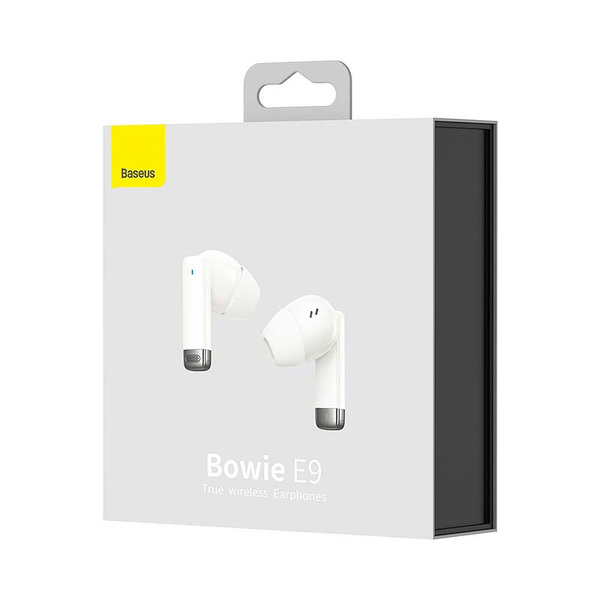 Zdjęcie produktu: Słuchawki bezprzewodowe TWS Baseus Bowie E9, ładowanie indukcyjne, Bluetooth 5.3 - białe (NGTW120002)