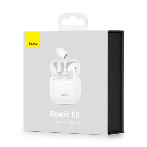 Zdjęcie produktu: Słuchawki bezprzewodowe TWS Baseus Bowie E8, ładowanie indukcyjne, Bluetooth 5.0 - białe (NGE8-02)