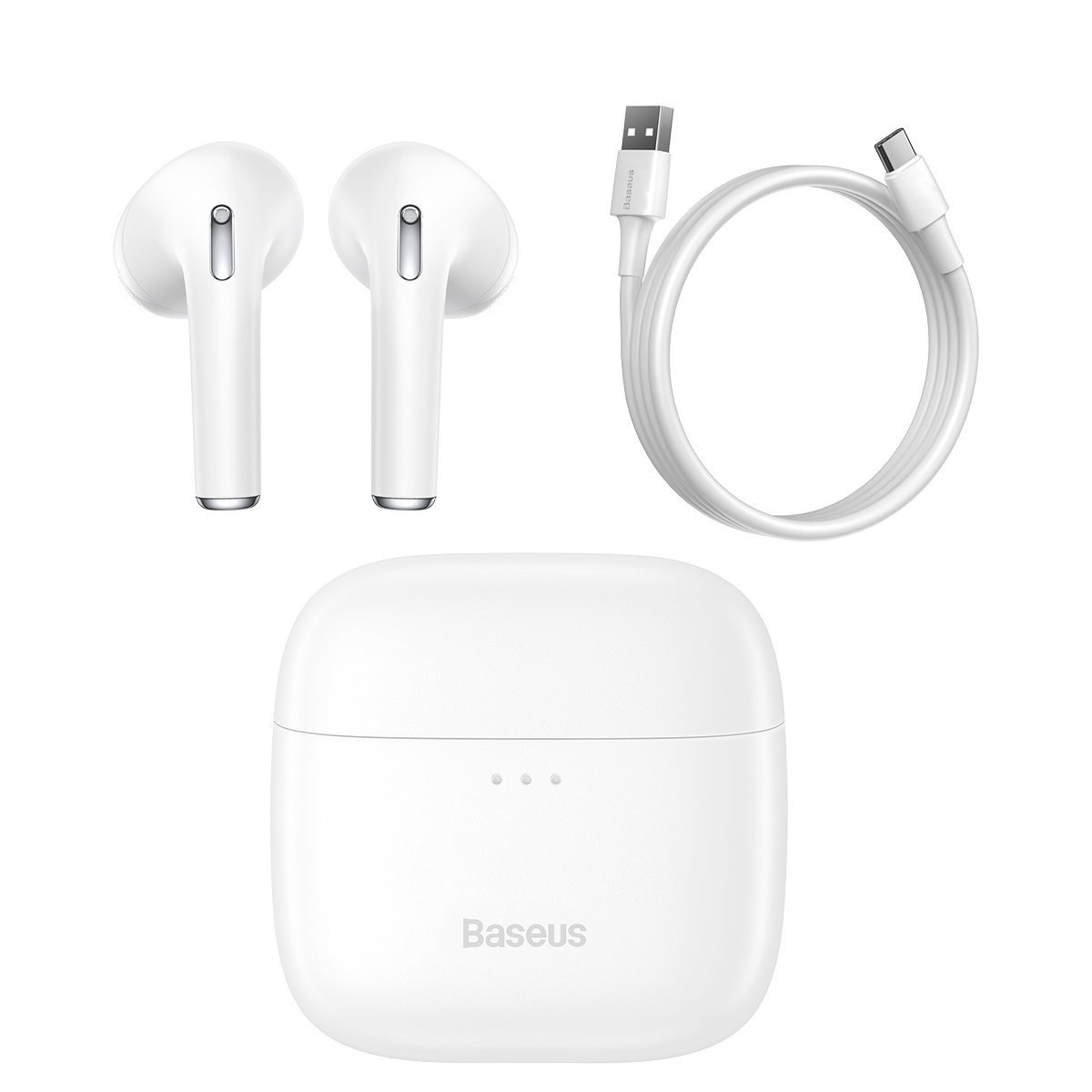 Słuchawki bezprzewodowe TWS Baseus Bowie E8, ładowanie indukcyjne, Bluetooth 5.0 - białe (NGE8-02)