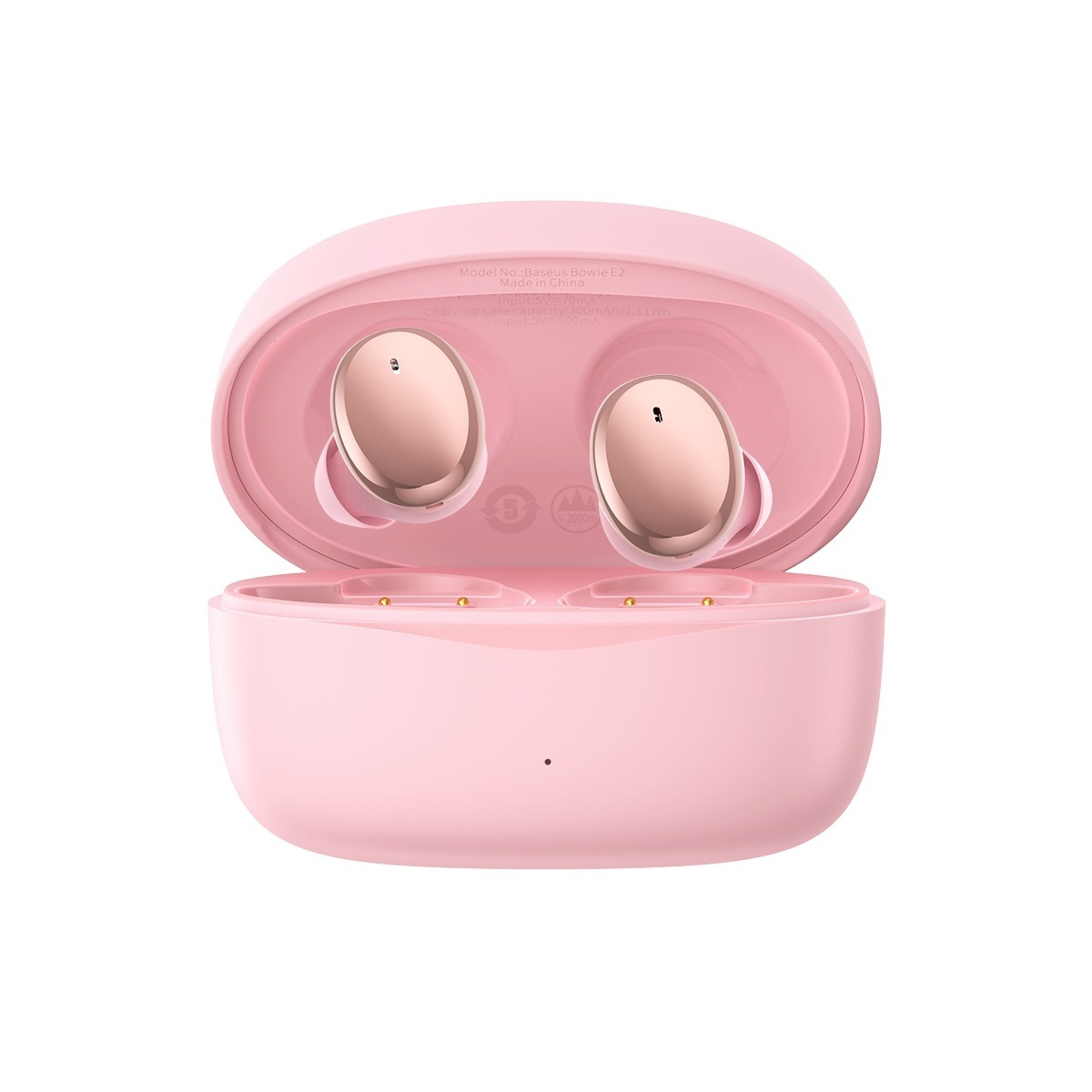 Słuchawki bezprzewodowe TWS Baseus Bowie E2, ładowanie indukcyjne, Bluetooth 5.2 - różowe (NGTW090004)