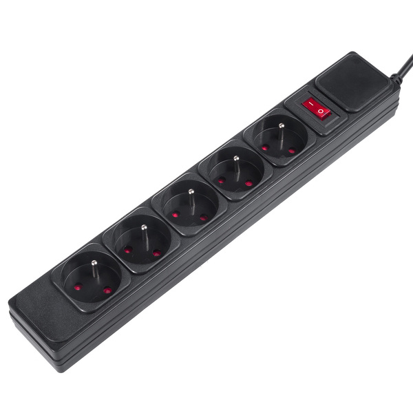 Zdjęcie produktu: Listwa zasilająca Maclean, przedłużacz 5 gniazd, z włącznikiem przeciwprzeciążeniowym, 250VAC/10A, 1.5m, MCE219