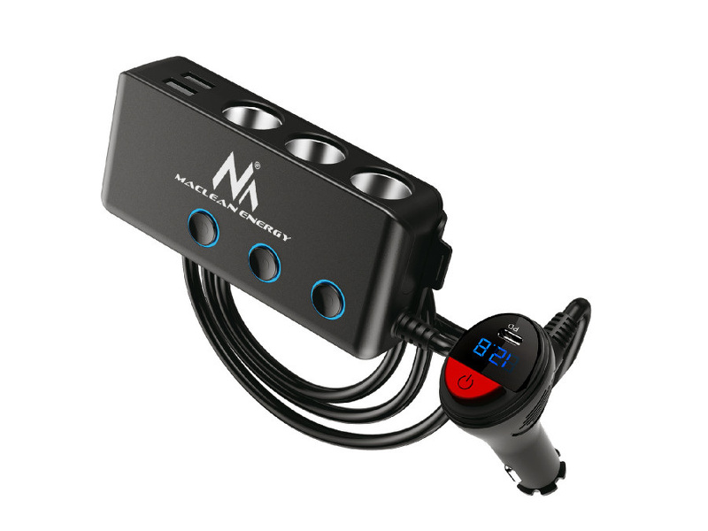 Zdjęcie produktu: Rozdzielacz gniazda zapalniczki samochodowej Maclean, woltomierz, 3 gniazda zapalniczki, 1xQC 3.0, 3xUSB, 6.8A, 1xPD 18W, max 12 (MCE218)
