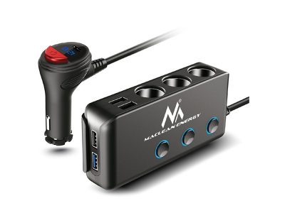 Miniatura produktu: Rozdzielacz gniazda zapalniczki samochodowej Maclean, woltomierz, 3 gniazda zapalniczki, 1xQC 3.0, 3xUSB, 6.8A, 1xPD 18W, max 12 (MCE218)