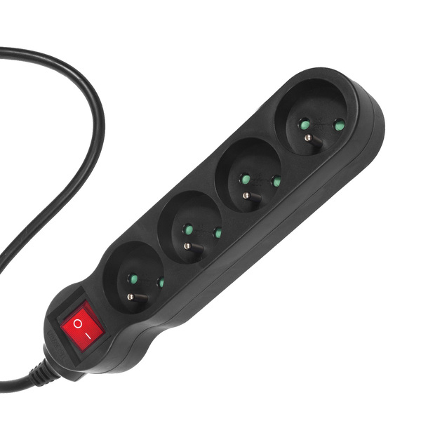 Zdjęcie produktu: Listwa zasilająca Maclean, przedłużacz 4 gniazda, z wyłącznikiem, czarny, 2300W, 5m, MCE182