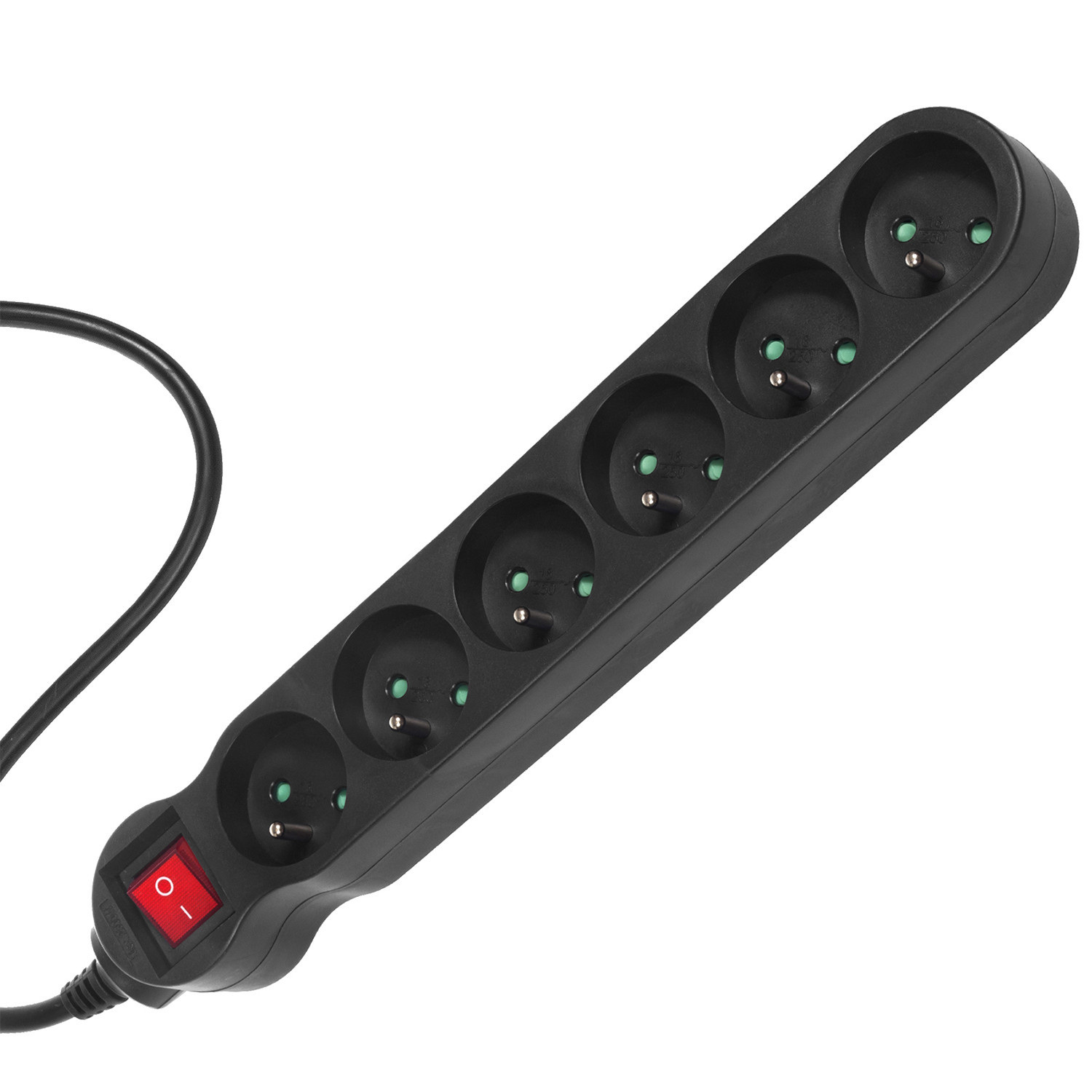 Listwa zasilająca Maclean, przedłużacz 6 gniazd, z wyłącznikiem, czarny, 2300W, 5m, MCE188