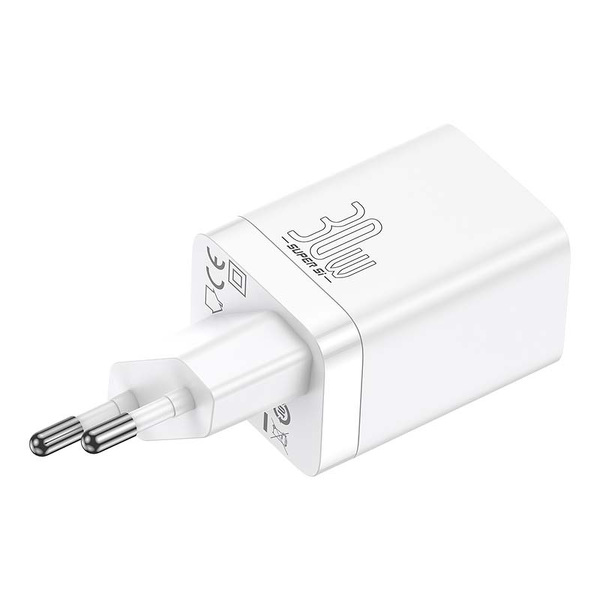 Zdjęcie produktu: Ładowarka sieciowa Baseus Super Si Pro Quick Charger USB + USB TYP-C 30W - biała (CCSUPP-E02)