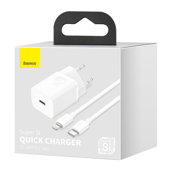 Zdjęcie produktu: Ładowarka sieciowa Baseus Super Si Quick Charger 1C 20W z przewodem USB TYP-C do Lightning 1m - biała (TZCCSUP-B02)