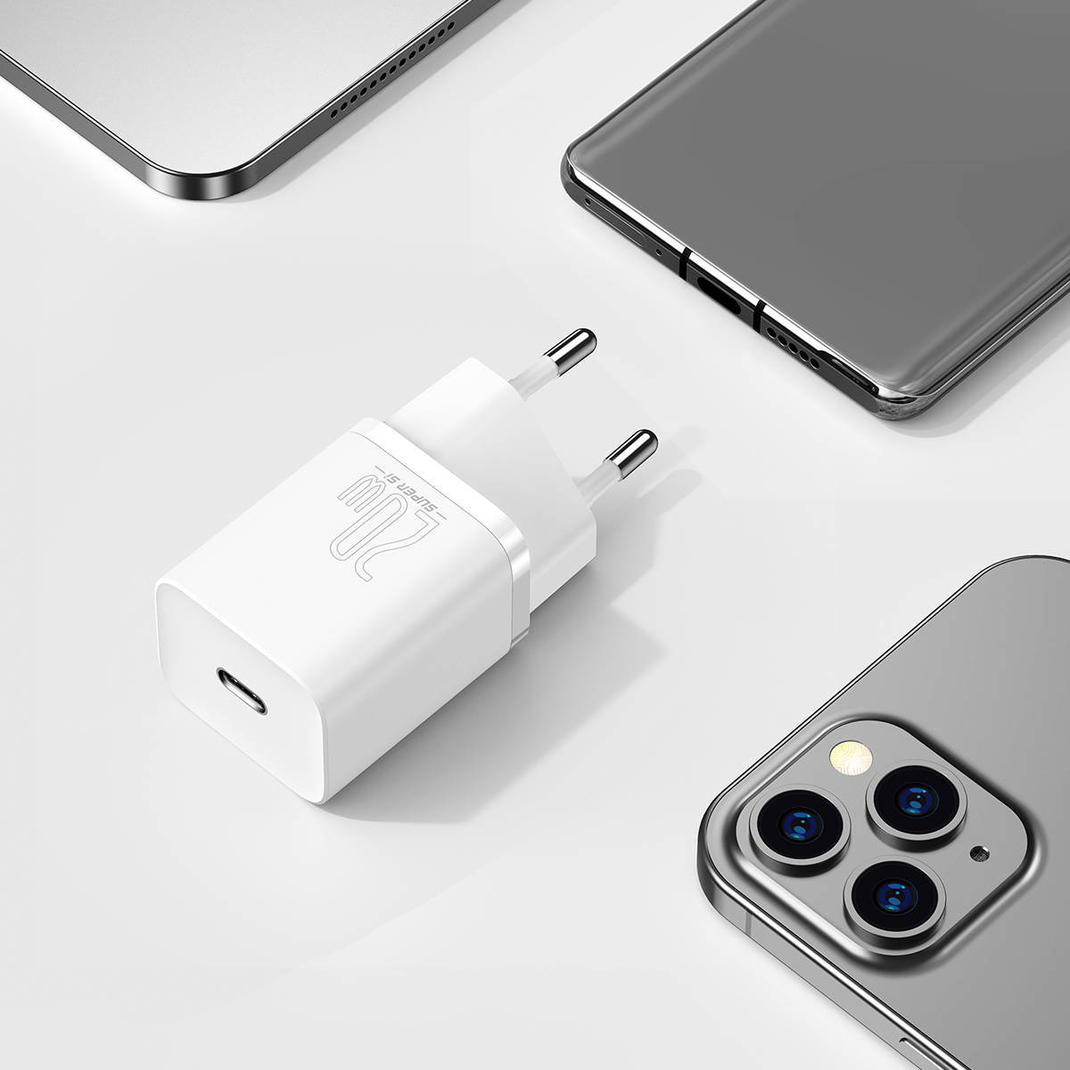 Ładowarka sieciowa Baseus Super Si Quick Charger 1C 20W z przewodem USB TYP-C do Lightning 1m - biała (TZCCSUP-B02)