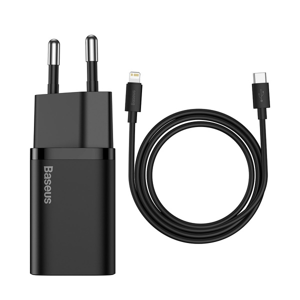Zdjęcie produktu: Ładowarka sieciowa Baseus Super Si Quick Charger 1C 20W z przewodem USB TYP-C do Lightning 1m - czarna (TZCCSUP-B01)
