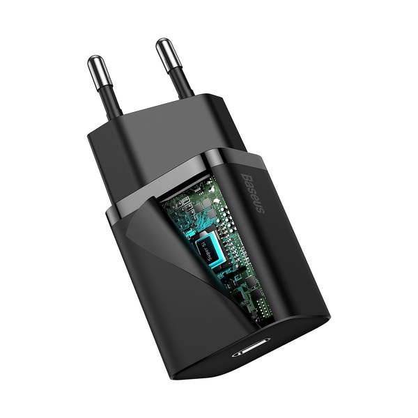 Zdjęcie produktu: Ładowarka sieciowa Baseus Super Si Quick Charger 1C 20W z przewodem USB TYP-C do Lightning 1m - czarna (TZCCSUP-B01)
